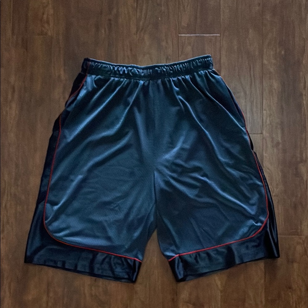 Black Athletic Shorts with Red Trim
